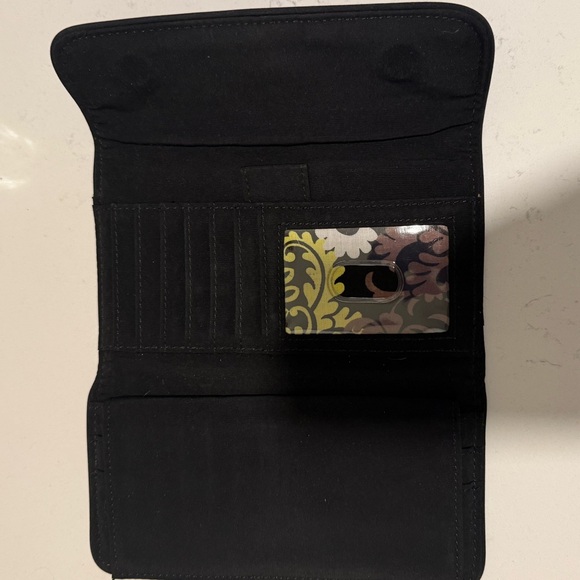 Vera Bradley Black Quilted Wallet Check Book Clutch Y2K - Picture 3 of 5